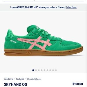 ASICS Green and Pink Sneakers